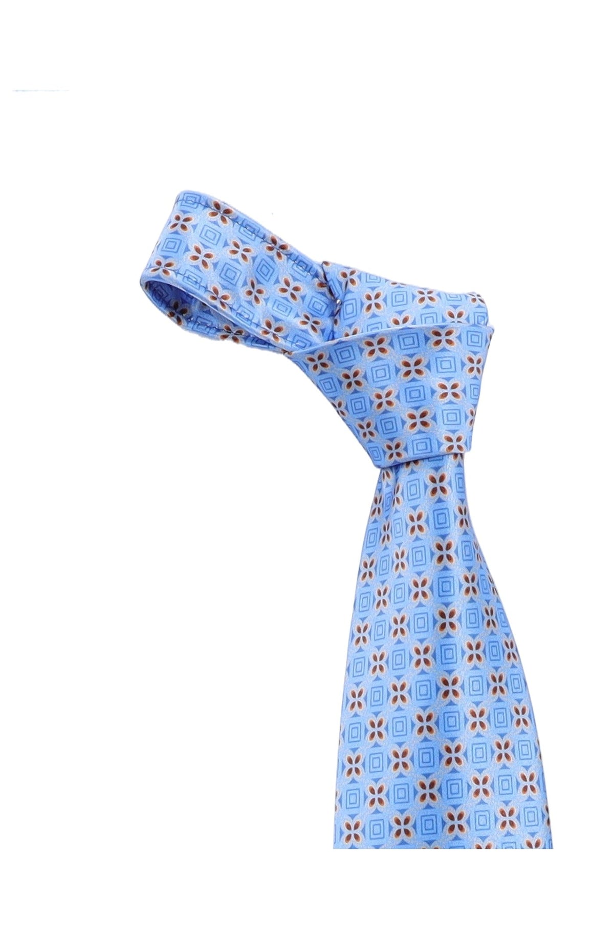 Italo Ferretti Silk Tie, Sky Blue Floral Medallion