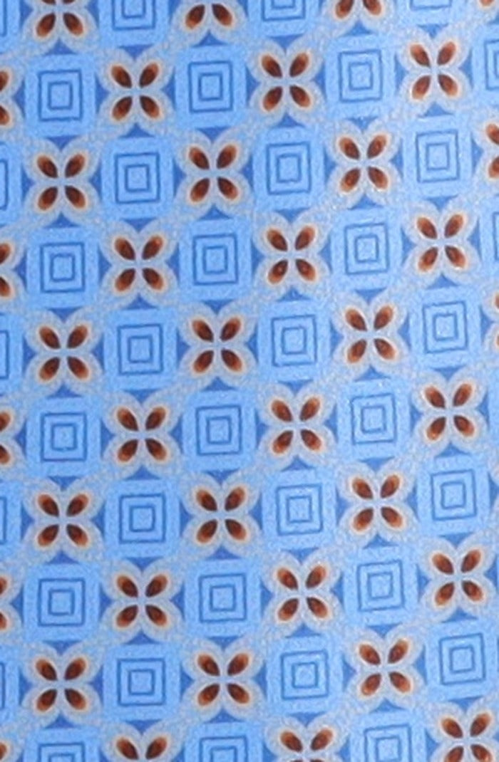 Italo Ferretti Silk Tie, Sky Blue Floral Medallion