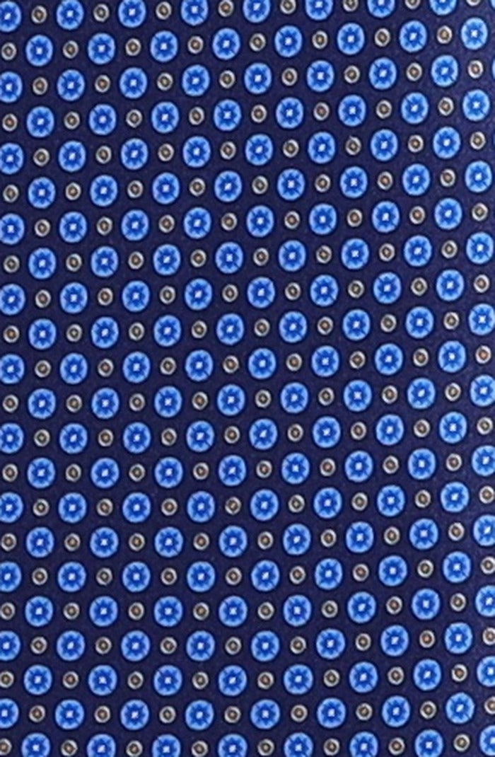 Italo Ferretti Silk Tie, Navy Blue Dot Medallion