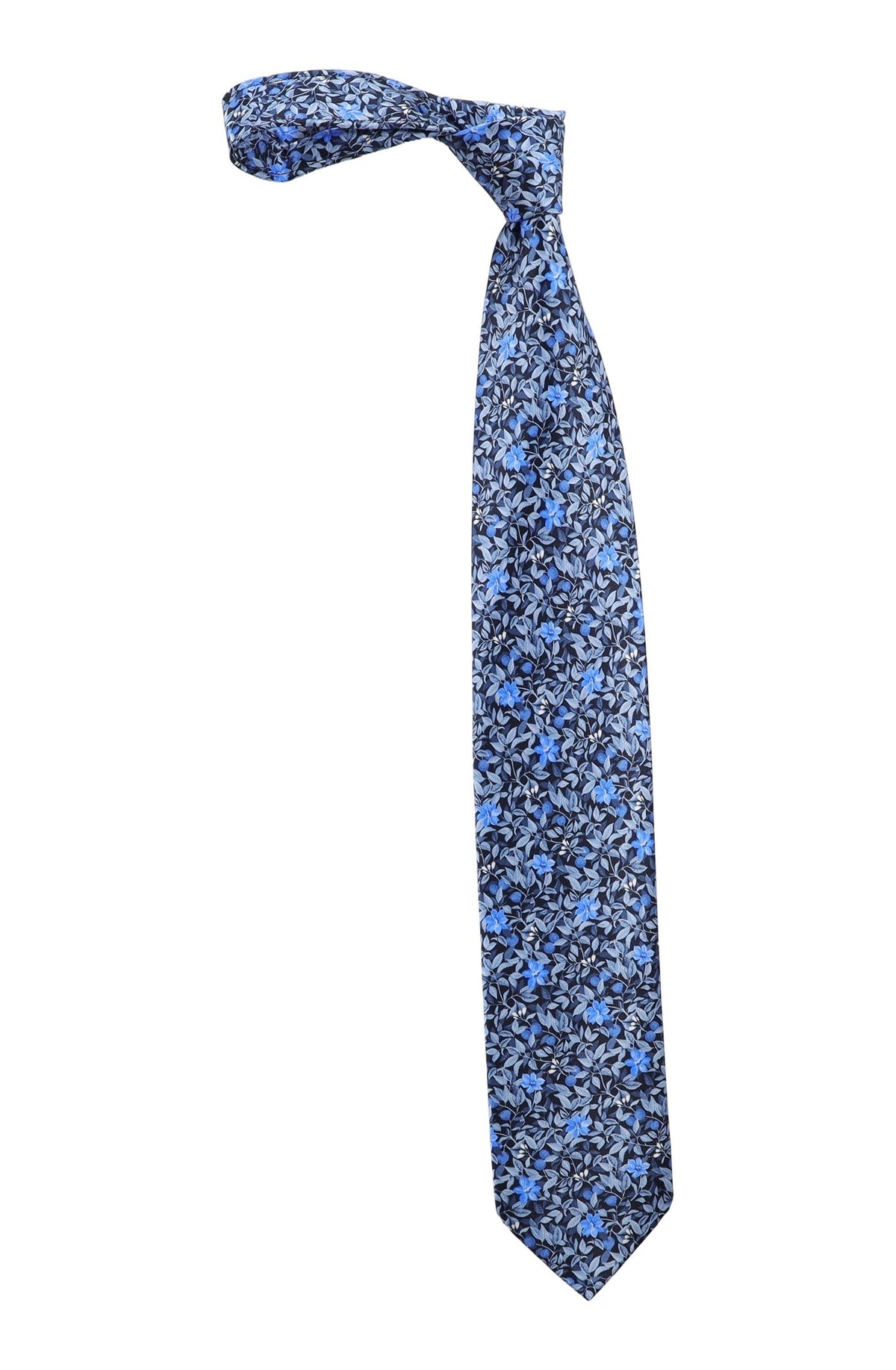 Italo Ferretti Silk Tie, Blue Floral Vine