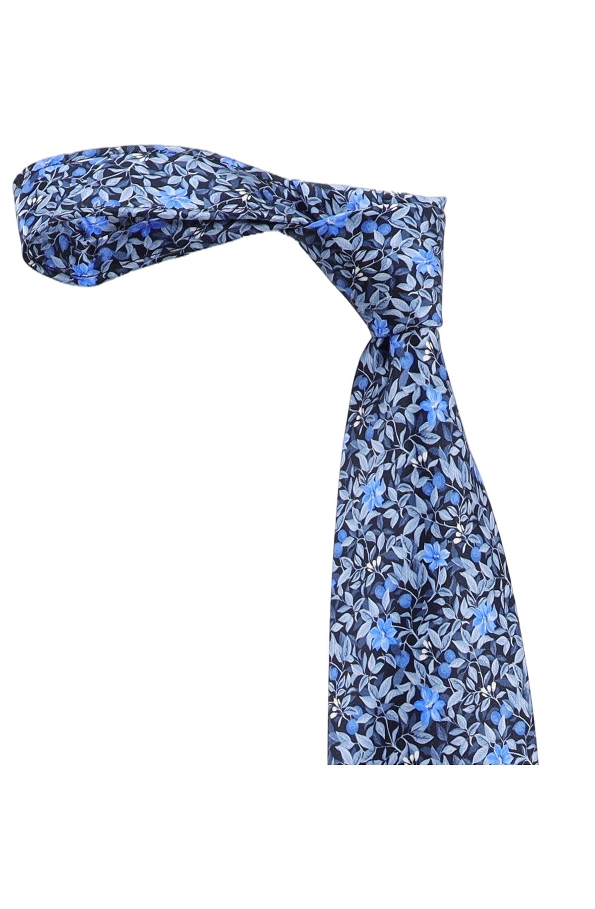 Italo Ferretti Silk Tie, Blue Floral Vine