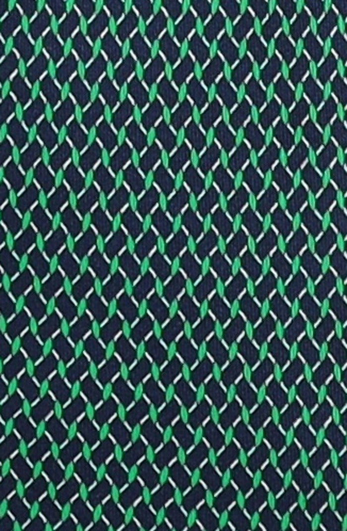 Italo Ferretti Silk Tie, Green Navy Basketweave
