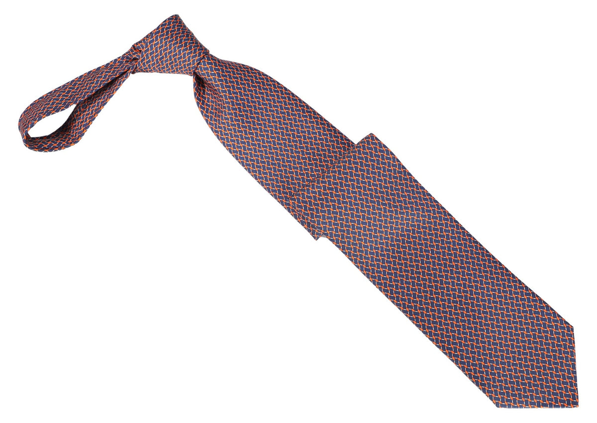 Italo Ferretti - Silk Tie - Mens Tie - Mondo Uomo - Red Navy Basketweave - TIE12-12 - Front