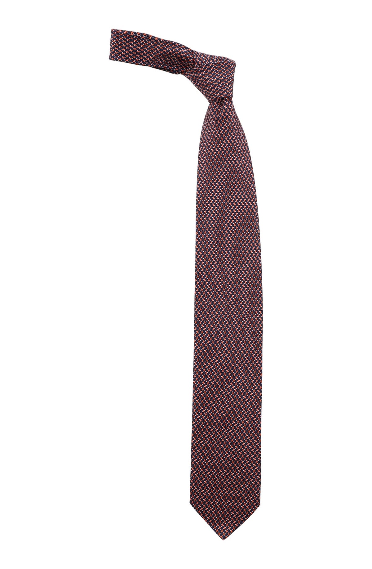 Italo Ferretti Silk Tie, Red Navy Basketweave