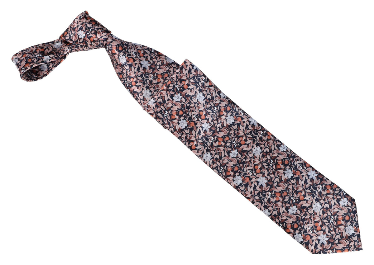 Italo Ferretti - Silk Tie - Mens Tie - Mondo Uomo - Coral Floral Vine - TIE12-14 - Front