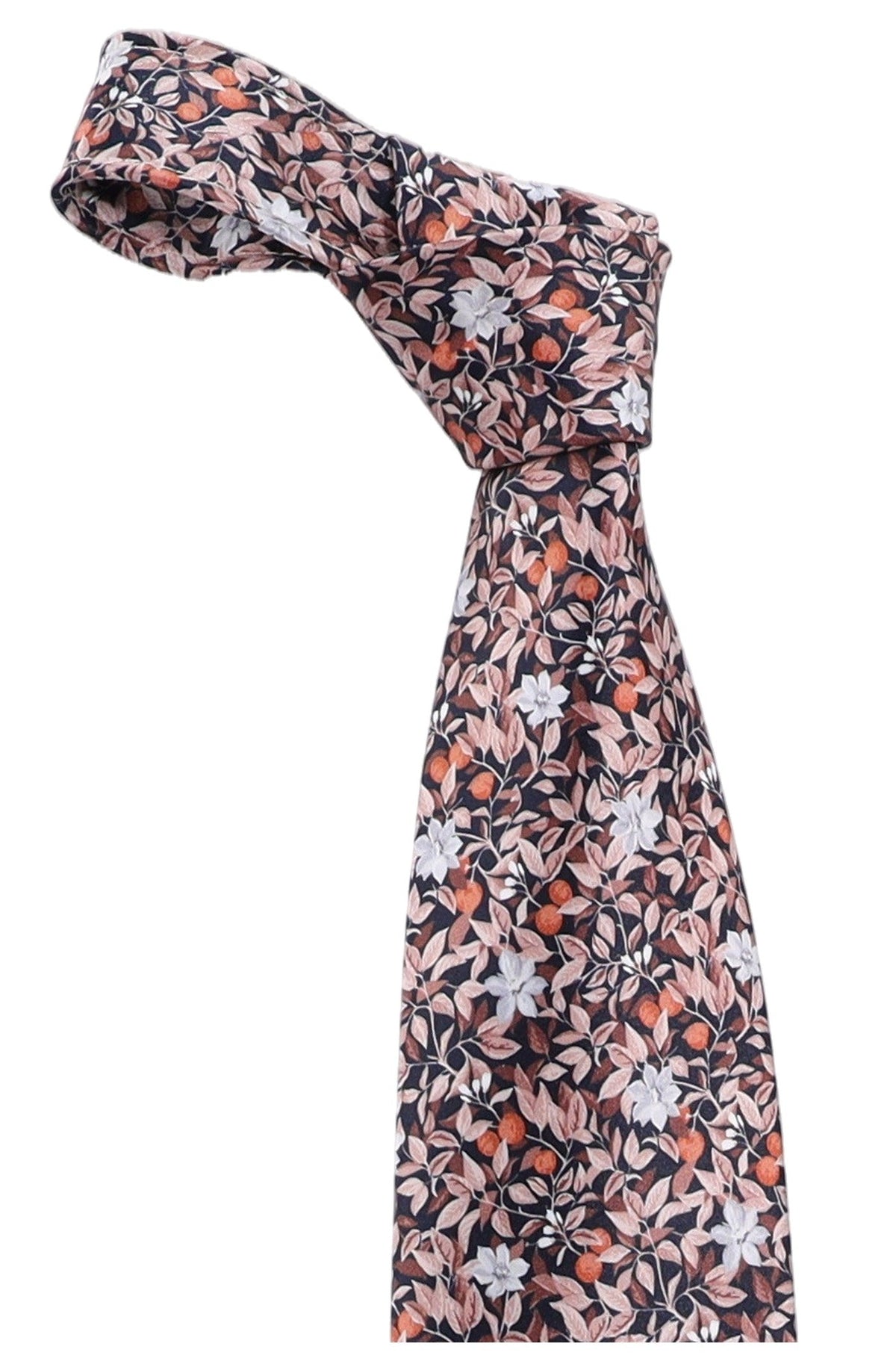 Italo Ferretti Silk Tie, Coral Floral Vine