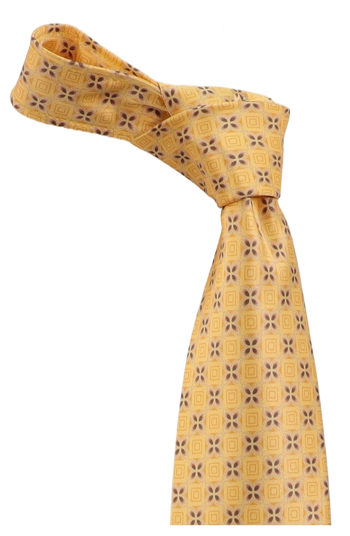 Italo Ferretti Silk Tie, Yellow Floral Medallion