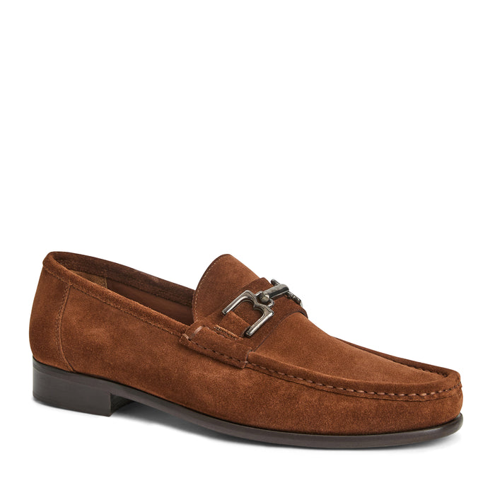 Bruno Magli Trieste Classic Moccasin For Men in Cognac Suede - Mondo Uomo