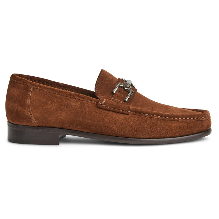Bruno Magli Trieste Classic Moccasin For Men in Cognac Suede Side View