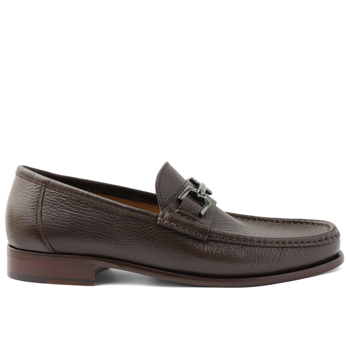 Bruno Magli Trieste Classic Moccasin in Brown Leather, Italian Slip-On Loafer with Rubber Sole Side View