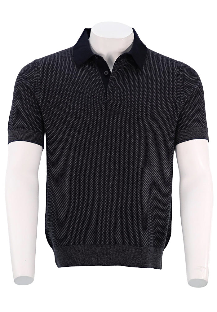 Vince S/S Polo Black - Grey