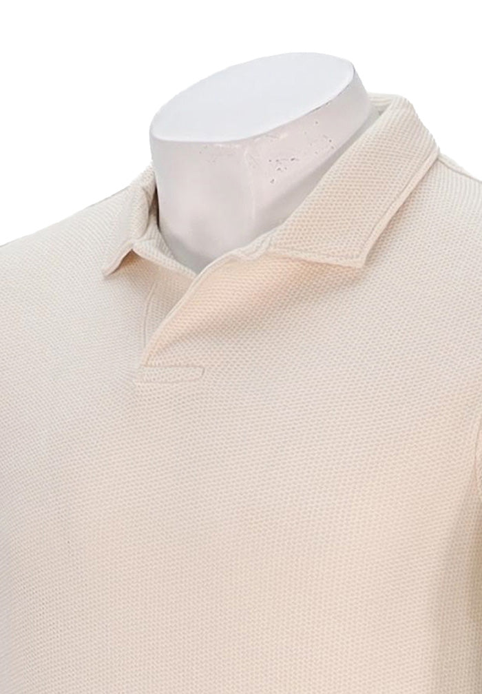 Vince S/S Textured Knit Polo, Cream