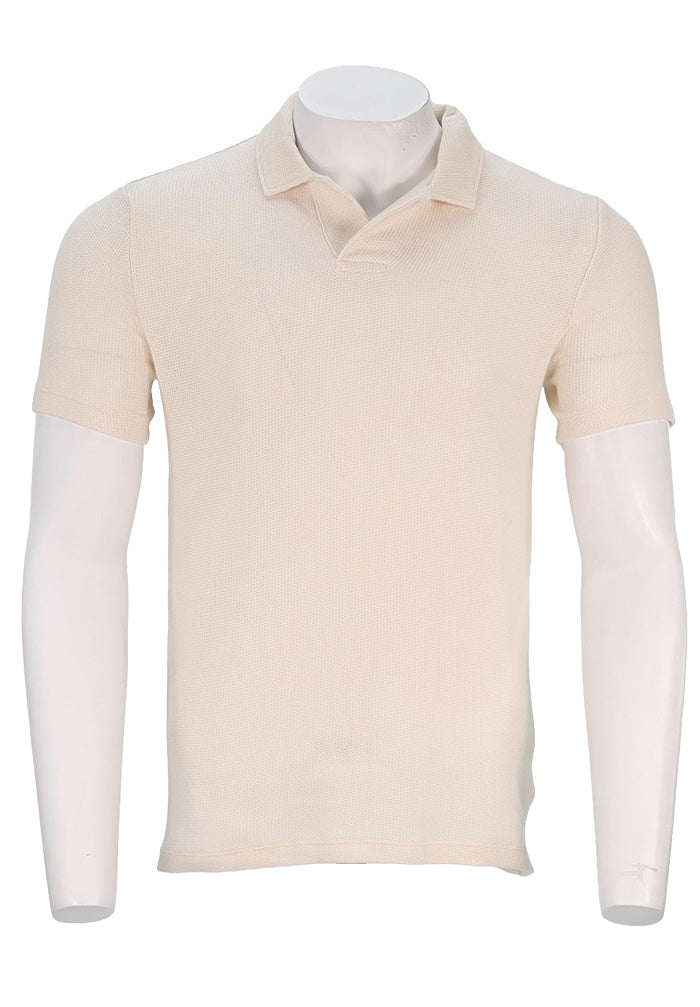 Vince S/S Textured Knit Polo, Cream