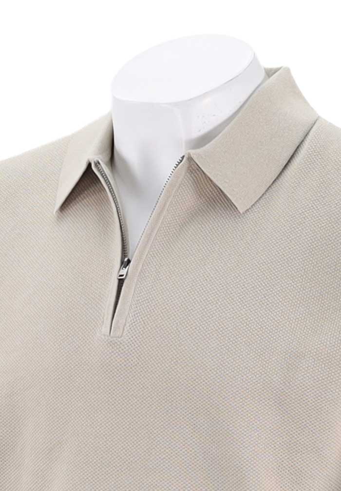 Vince Pique S/S ZIp Polo, Parchment