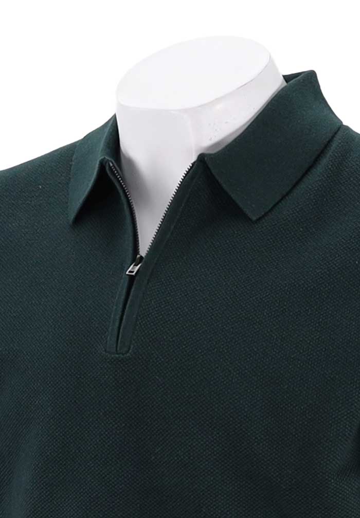 Vince Pique S/S ZIp Polo, Seaweed