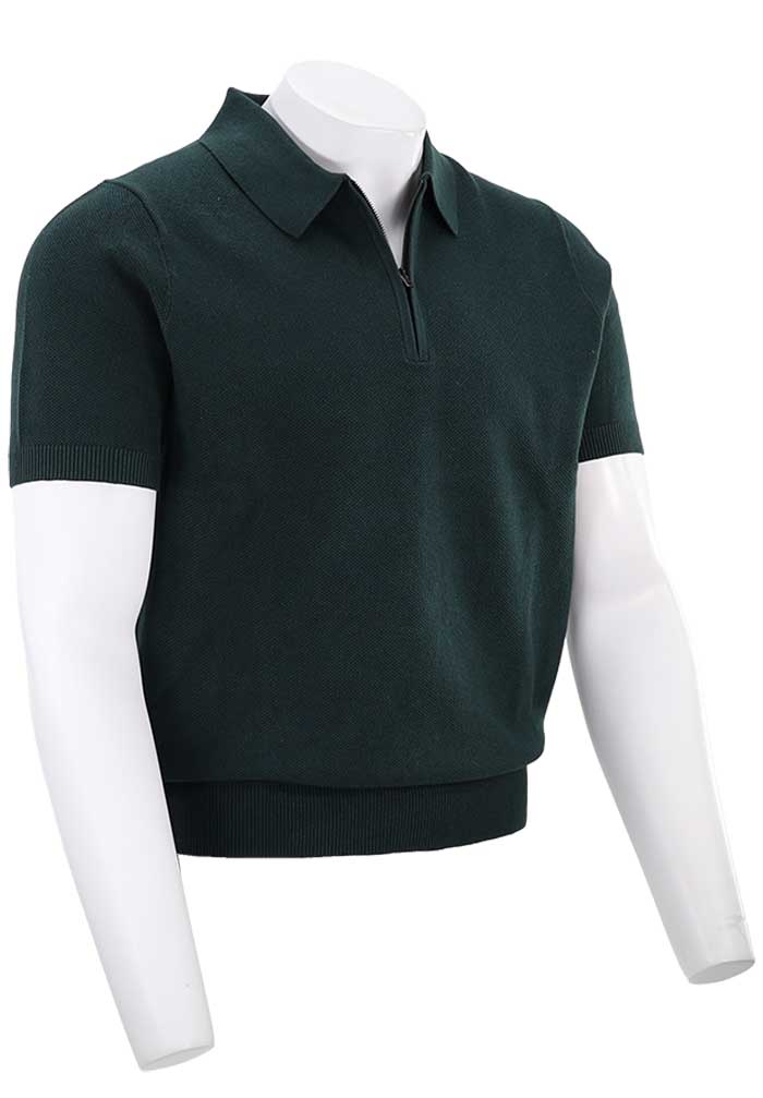 Vince Pique S/S ZIp Polo, Seaweed