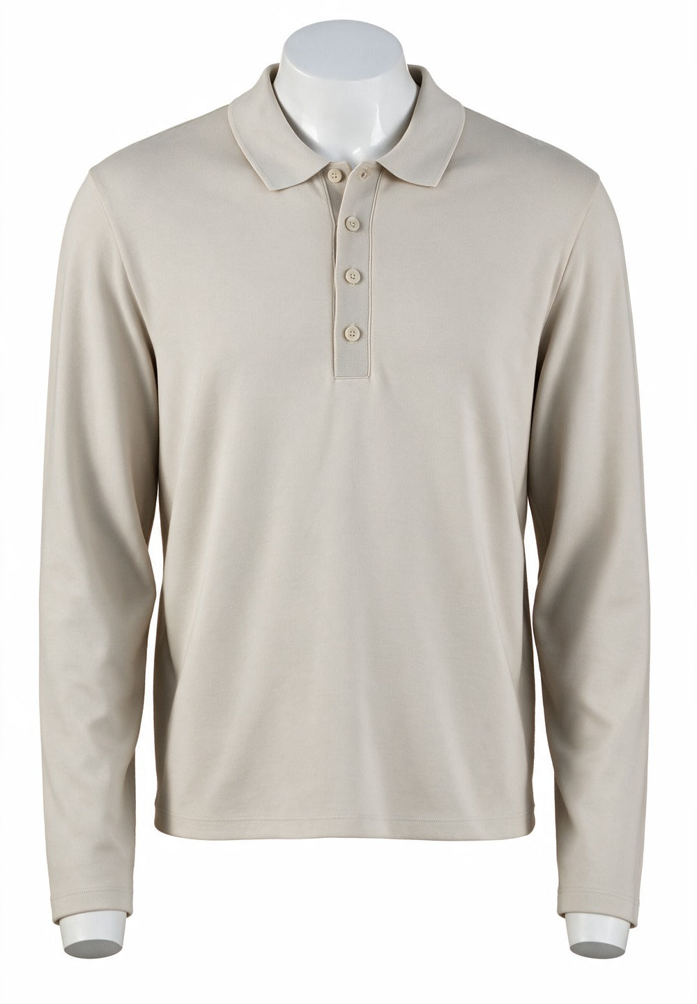 Vince Pima Cotton Milano Long-Sleeve Polo, Baja Sand | Mondo Uomo Naples FL
