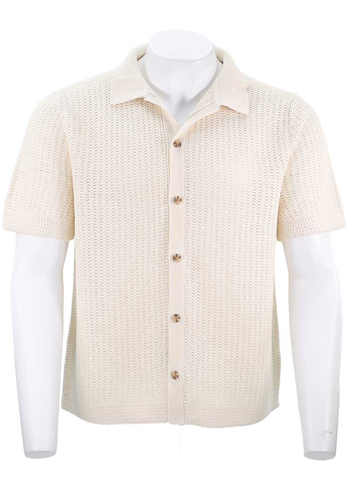 Vince S/S Crochet Button Down, Bone