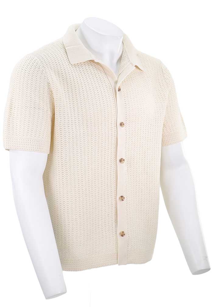 Vince S/S Crochet Button Down, Bone