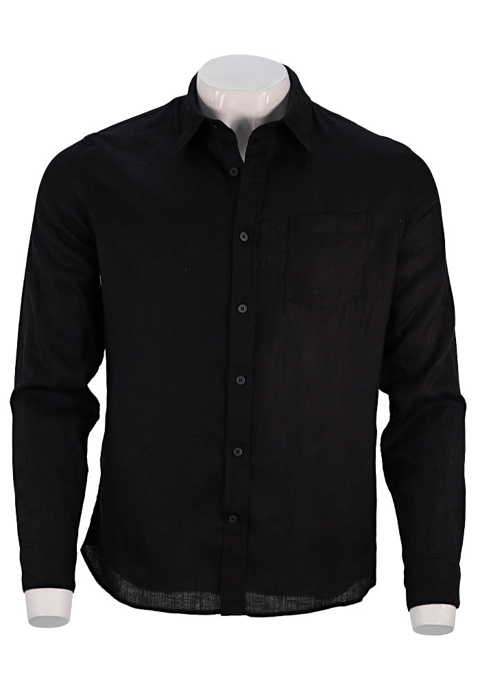 Vince L/S Linen shirt Black