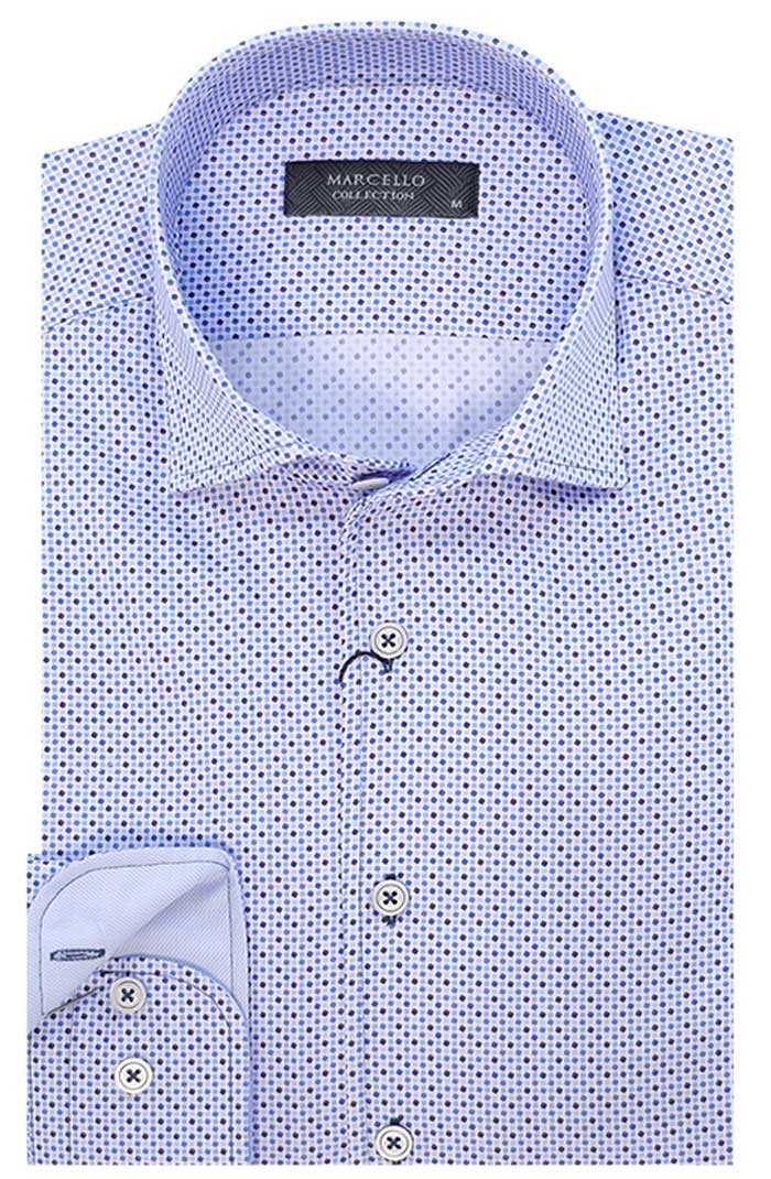 Marcello Dotted Blues Long Sleeve Shirt