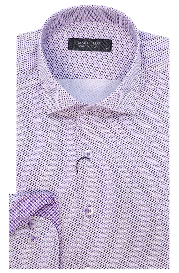 Marcello Lilac/Plum Neat Long Sleeve Shirt