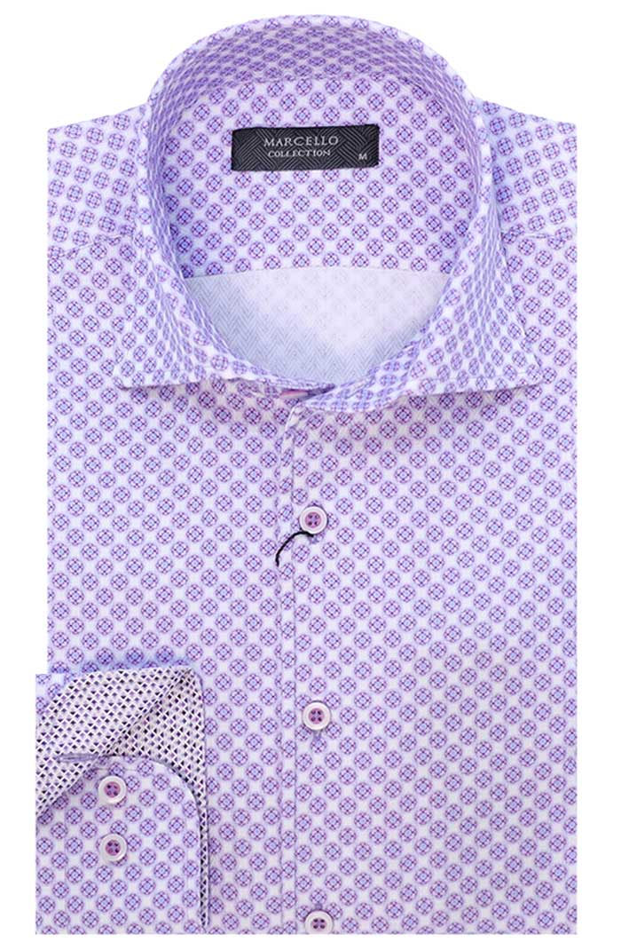Marcello Plum Circle Medallion Long Sleeve Shirt