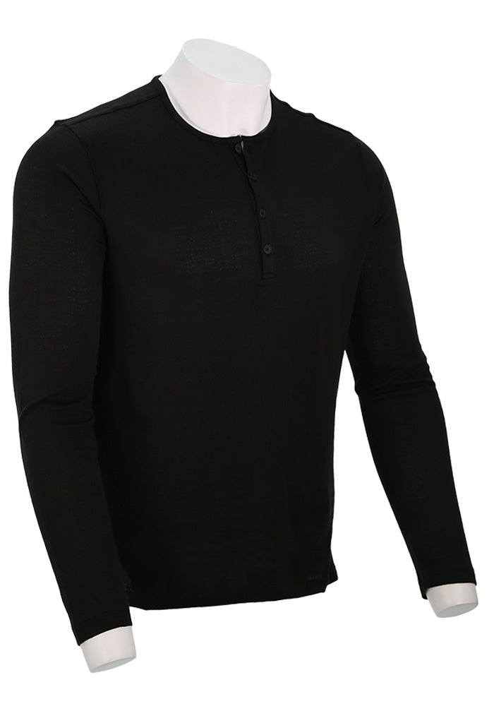 John Varvatos Walden Henley Shirt for Men in Black Side View