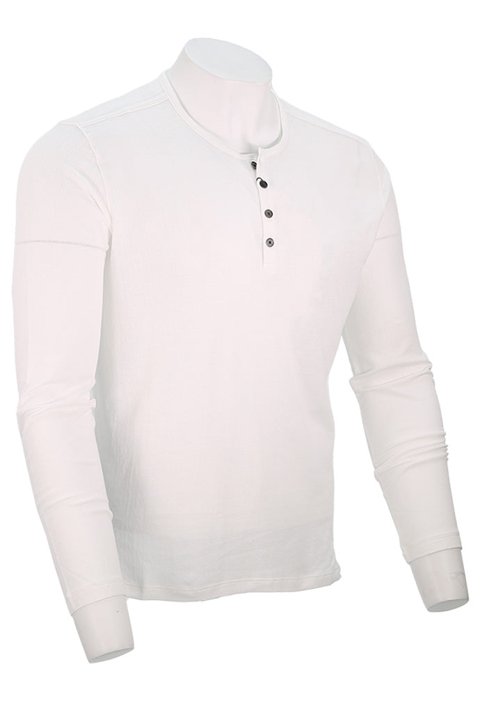 John Varvatos Walden Henley Shirt for Men in Crisp White Side View