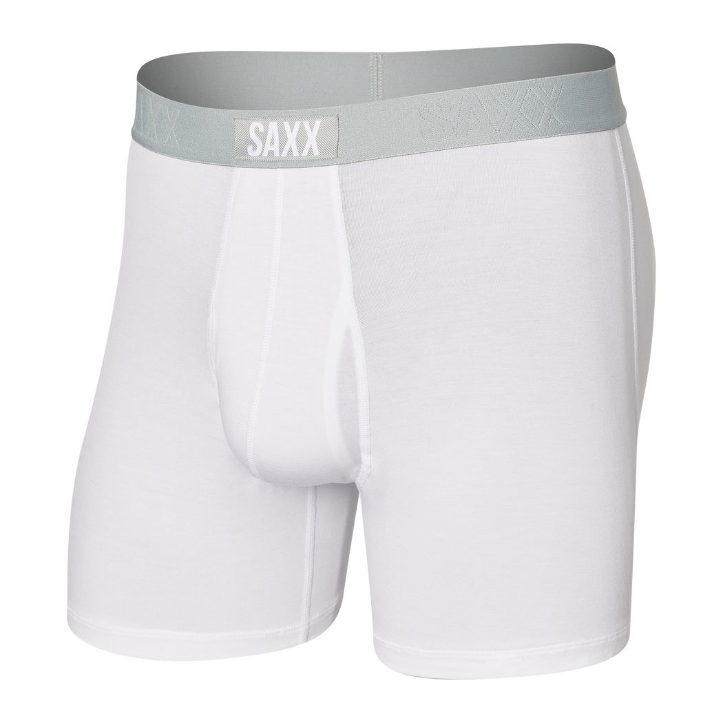 Saxx Ultra Men’s Boxer Briefs in White with Relaxed Fit and Breathable Cotton-Blend Fabric – Mondo Uomo