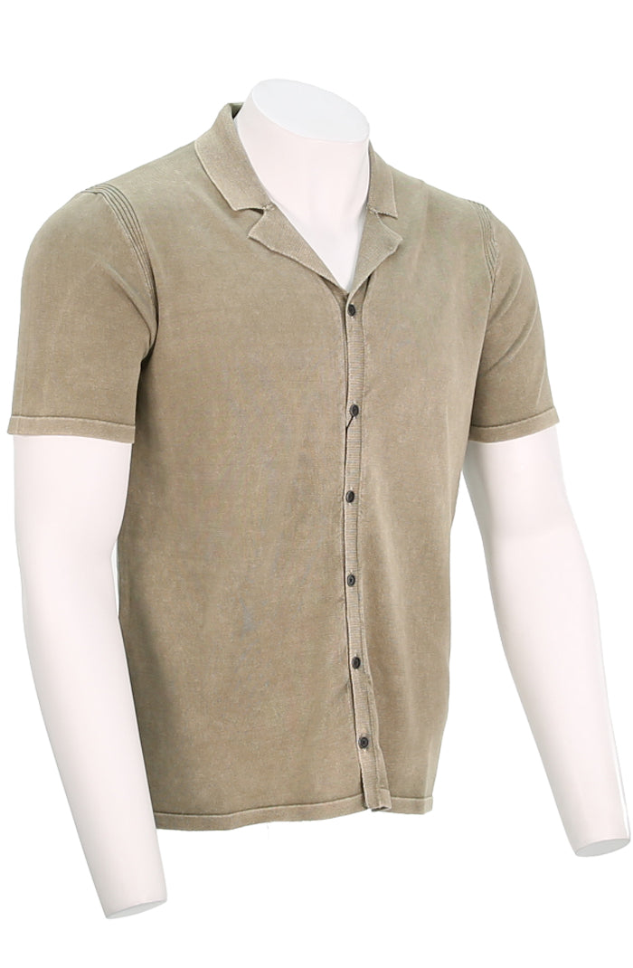 John Varvatos Carter Cotton Shirt For Men In Old Bark Angled View Y2339R24-BPE13B