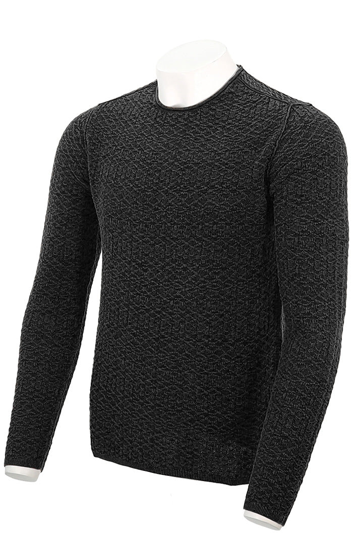 John Varvatos Men's Riley Texture L/S Crew Neck Angled View - Mondo Uomo