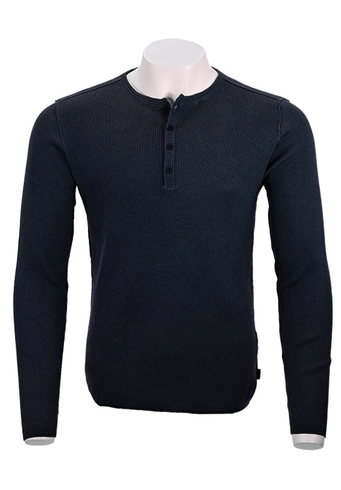 John Varvatos Long Sleeve Henley, NAVY