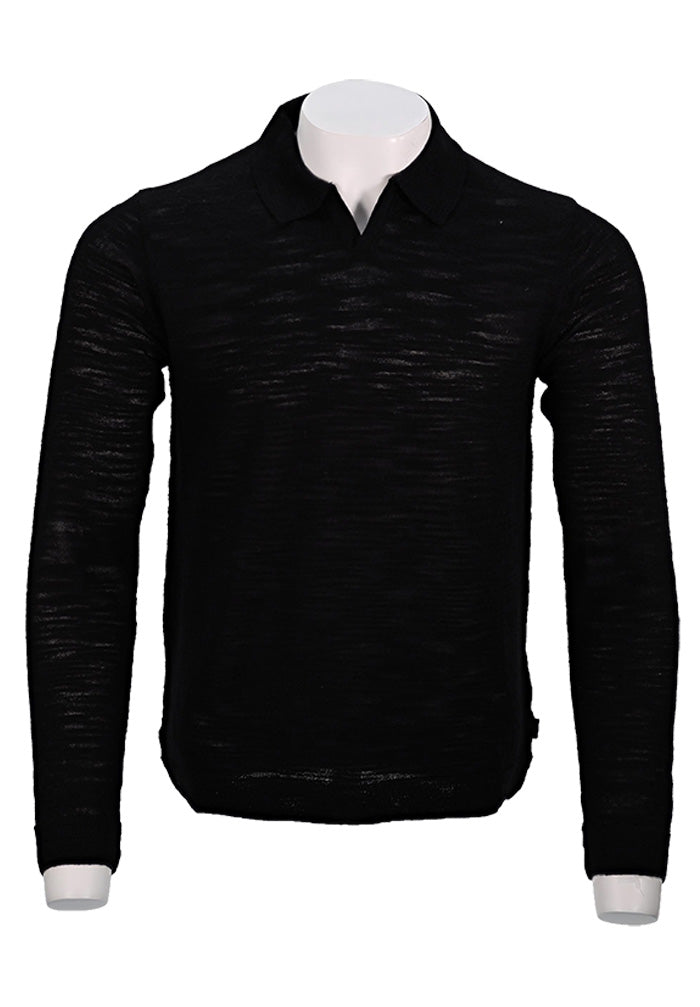 John Varvatos Slub Polo, BLACK