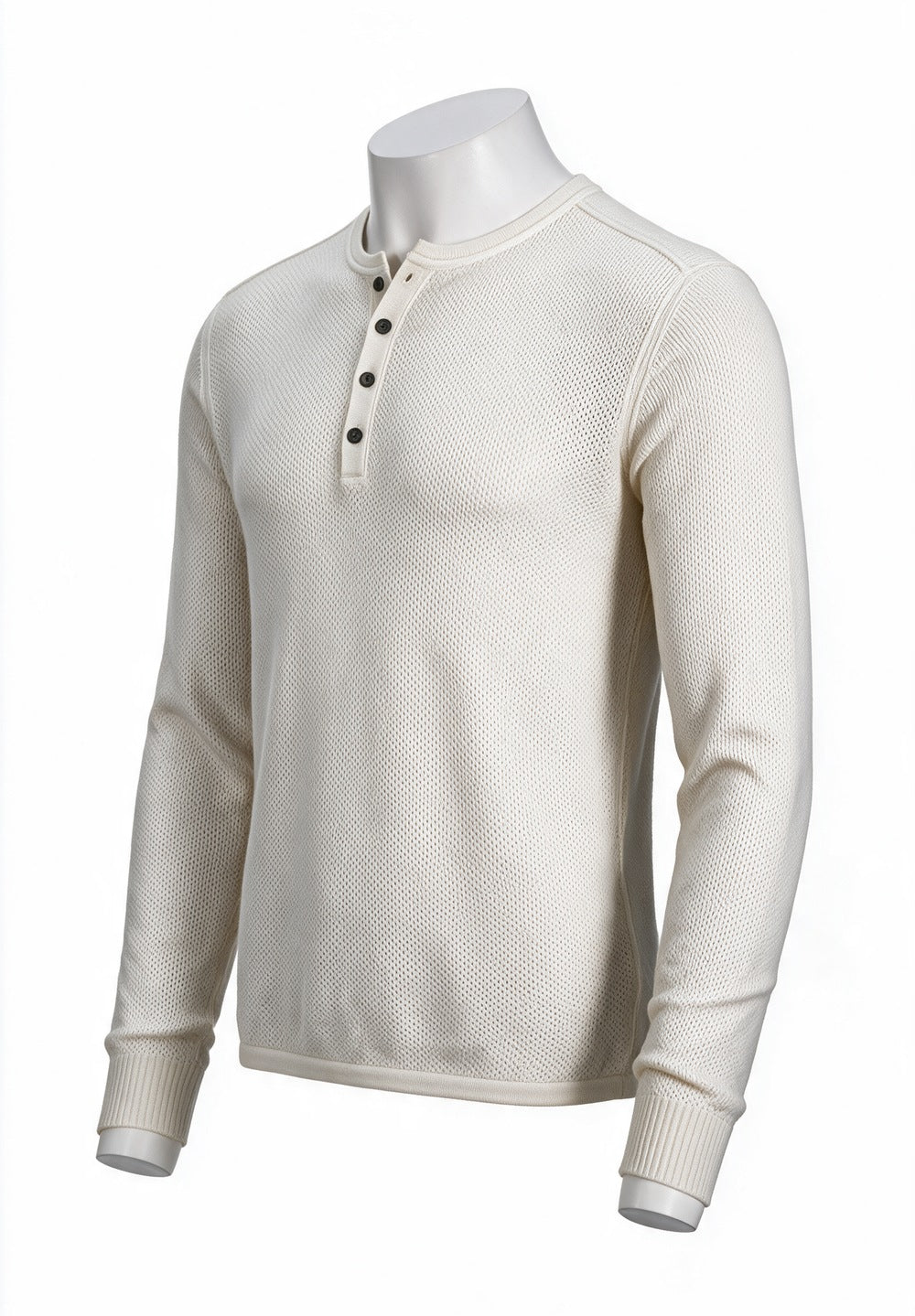 John Varvatos Quinn Mesh Stitch Henley Sweater, Salt – side view