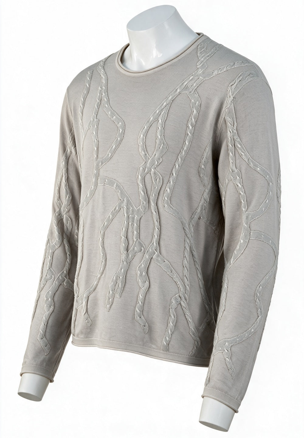 John Varvatos Addison Cable Crewneck Sweater, Pavement – side view