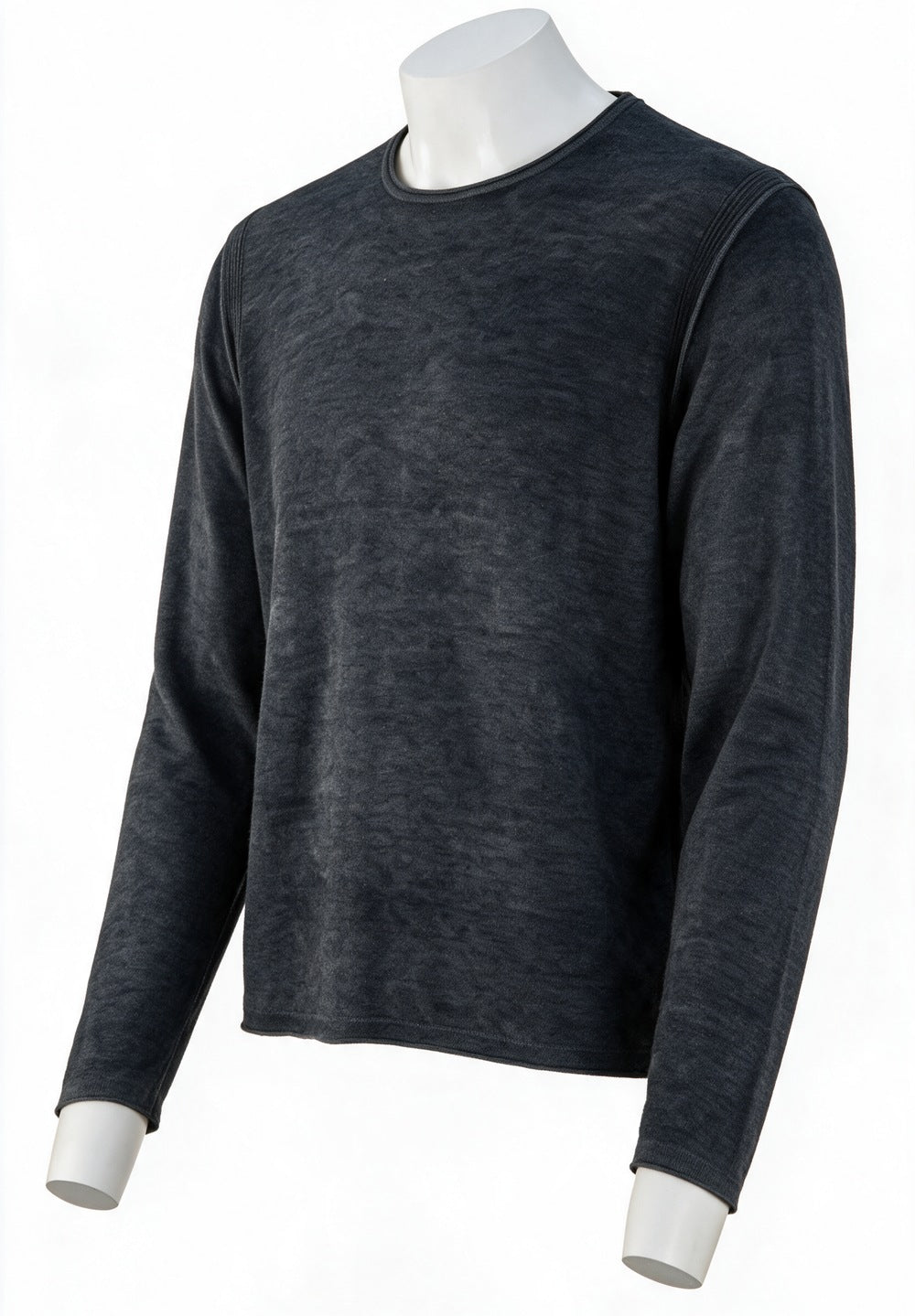John Varvatos Pete Silk Cashmere Reverse Print Crewneck, Light Grey – side view