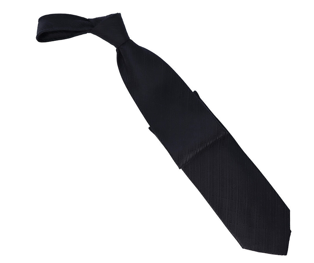 Italo Ferretti Men's Tie With Sleek Black Diagonal Texture in Black - Mondo Uomo