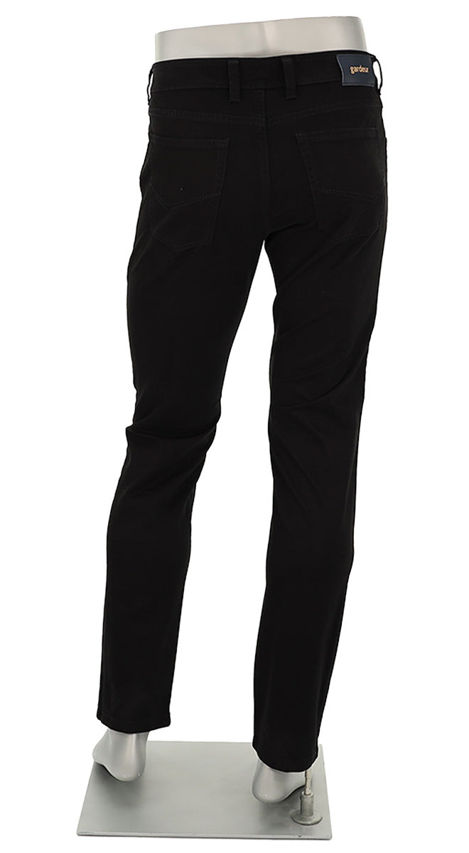Gardeur Bill Men’s Modern Fit Solid Black Cotton Pants Back View B-418861