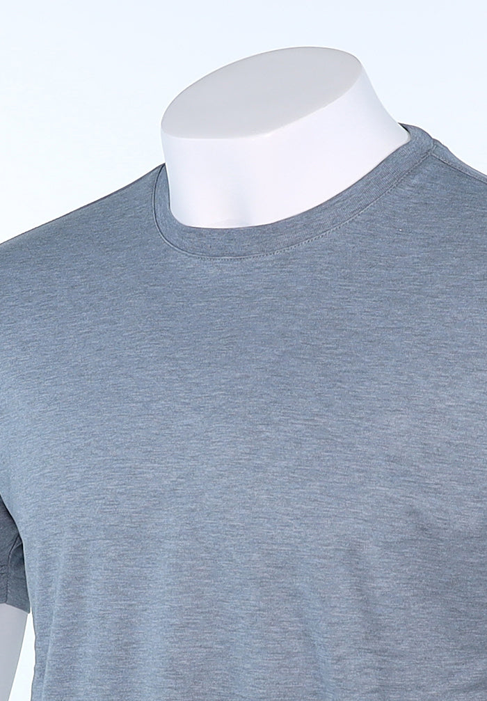 Raffi Aqua Cotton Lafayette Crew Neck Tee in Storm – view 4 #Color_Storm