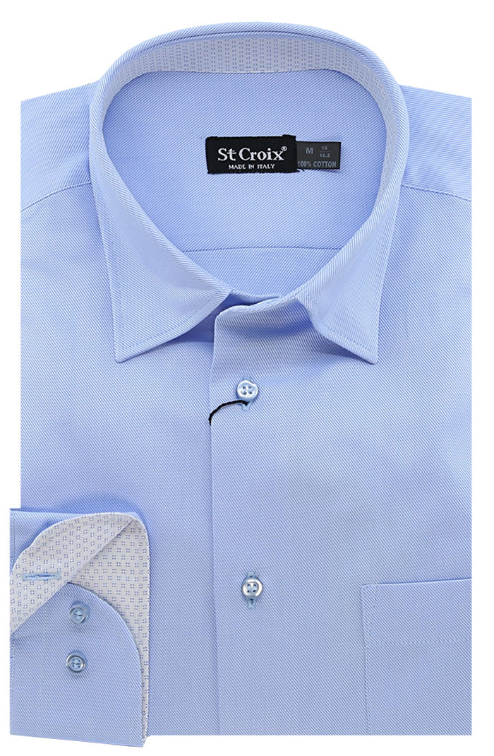St. Croix L/S Solid Twill Shirt For Men In Blue - Mondo Uomo