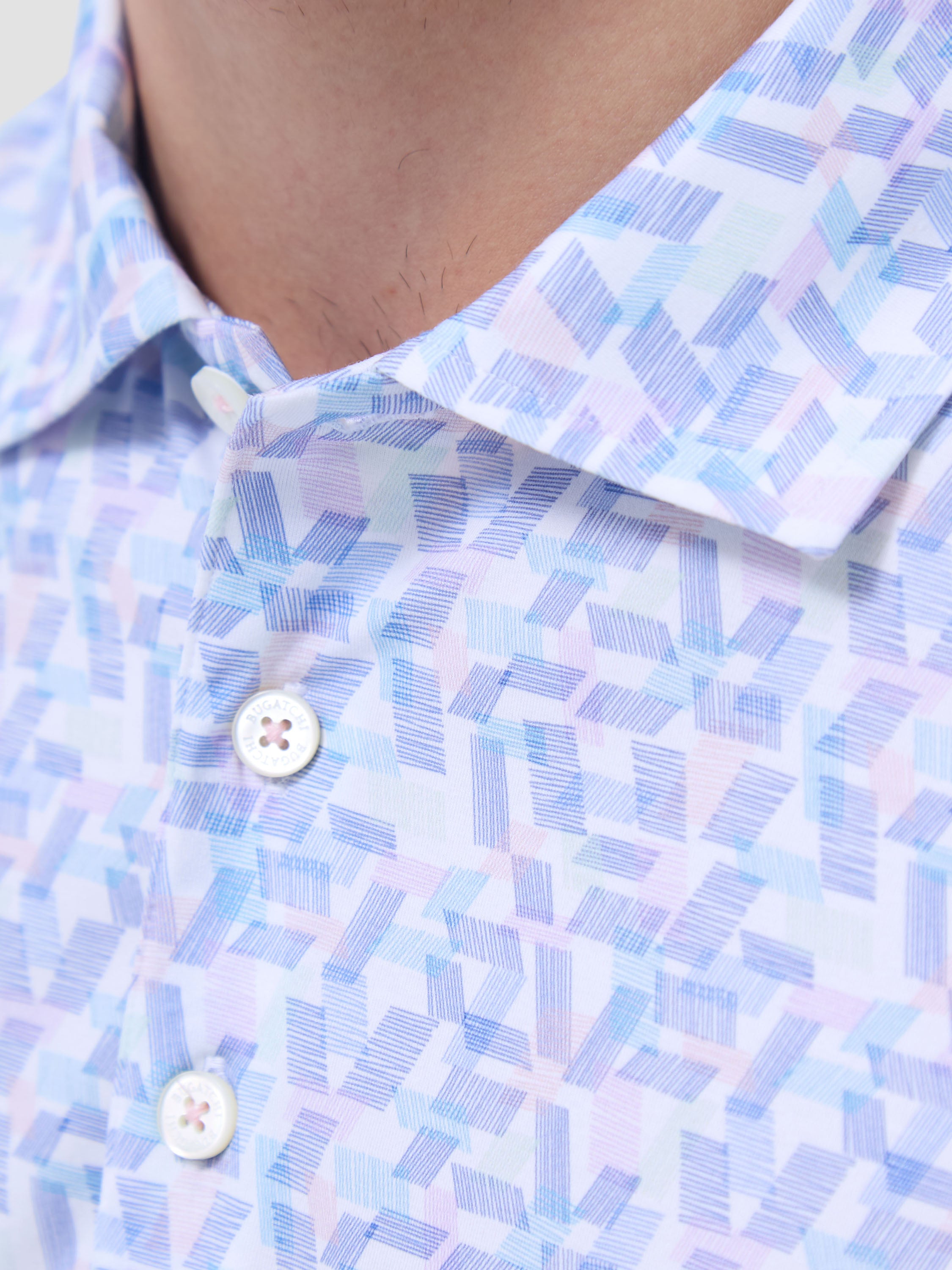 S/S Bugatchi Ooohcotton Victor Polo For Men In Pink Close Up