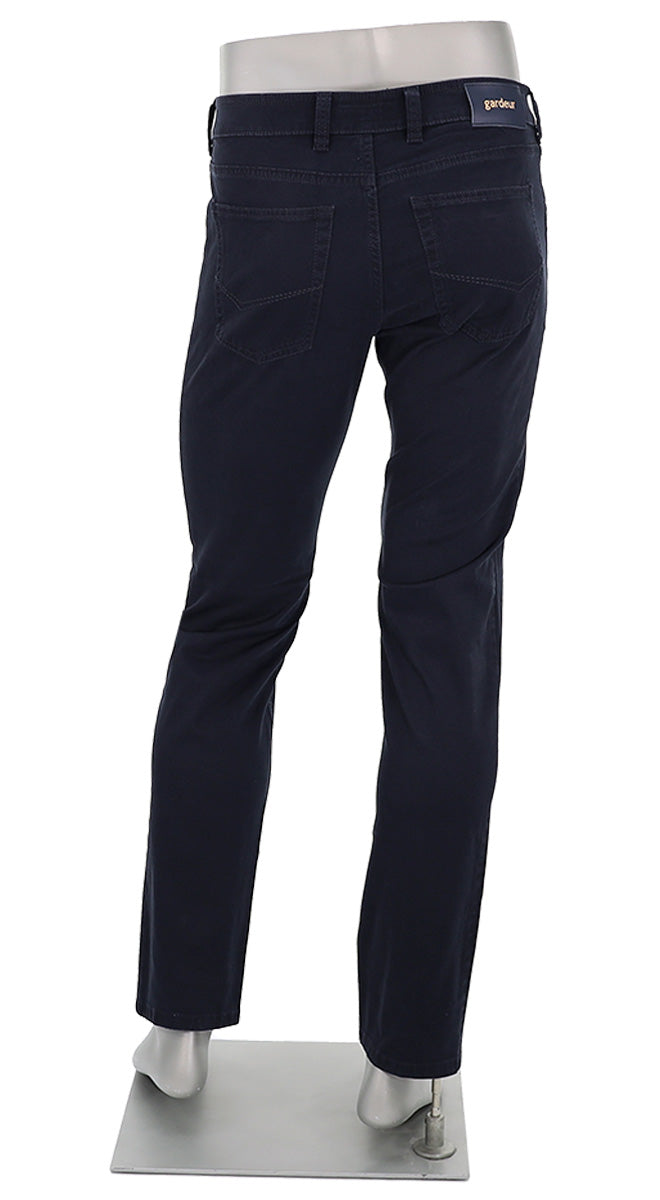 Gardeur Bill Men’s Modern Fit Solid Cotton Pants in Deep Blue Back View B-418861