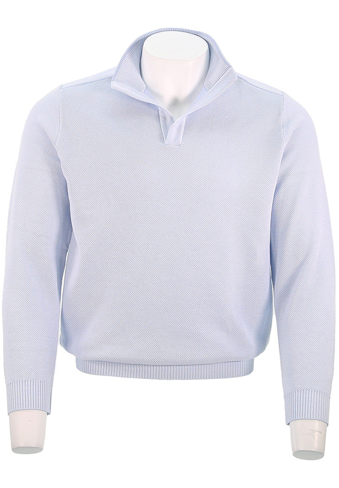 St. Croix Open Mock Crystal Stitch Sweater, SKY BLUE