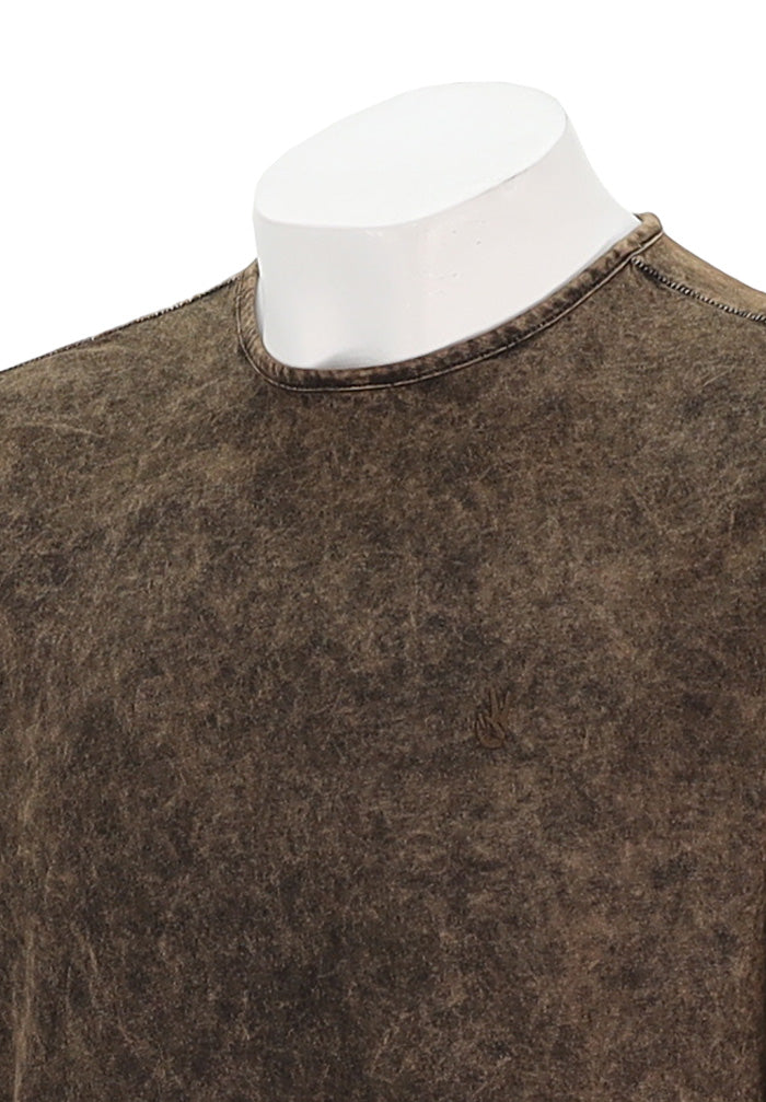 John Varvatos Gould Short Sleeve Crew Neck For Men In Sienna Brown Close Up
