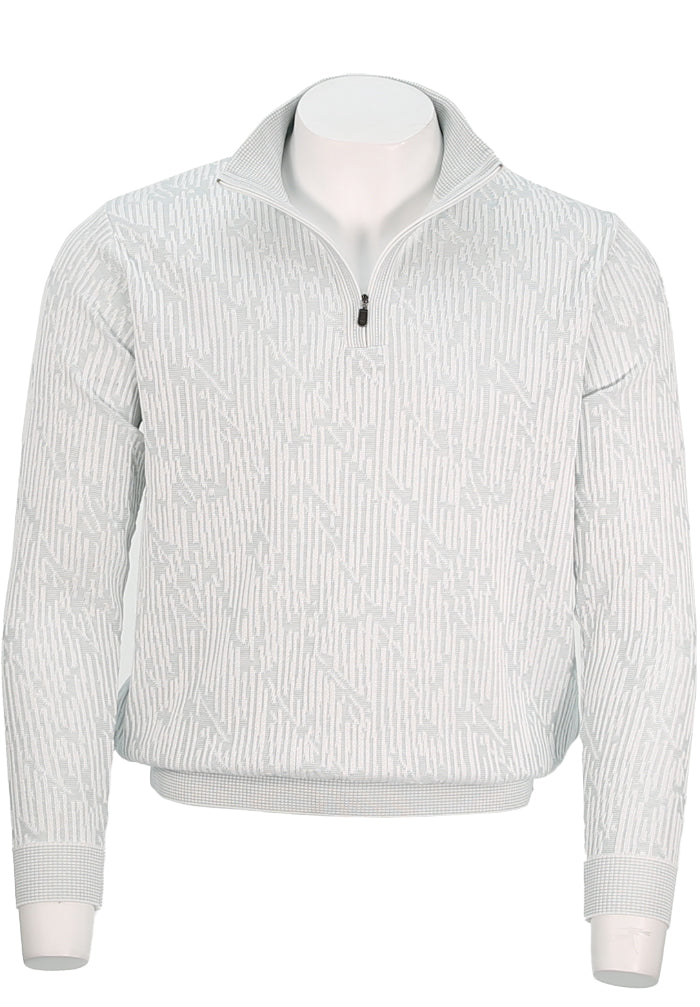 St. Croix Men's Abstract Rib Zip Mock Sweater In Sorbet Green- Mondo Uomo