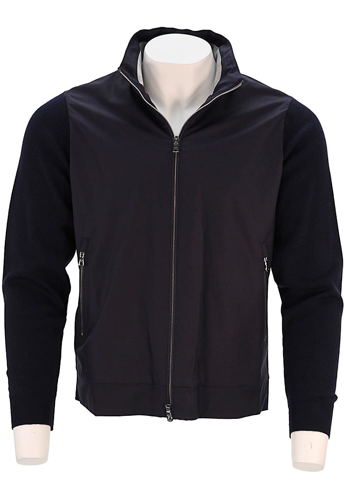 PAUL & SHARK Men’s Wool Full Zip Hybrid Jacket in Navy Loro Piana Fabric – Mondo Uomo