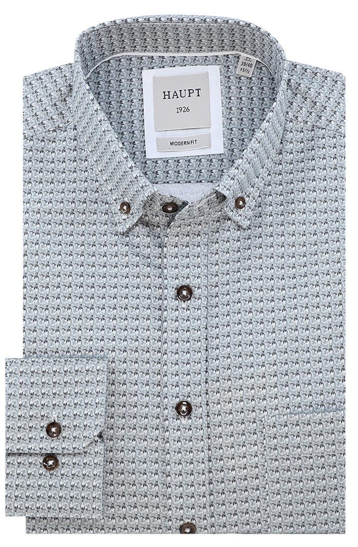 Haupt Long Sleeve Shirt For Men In Geometric Texture Weave Design - Mondo Uomo