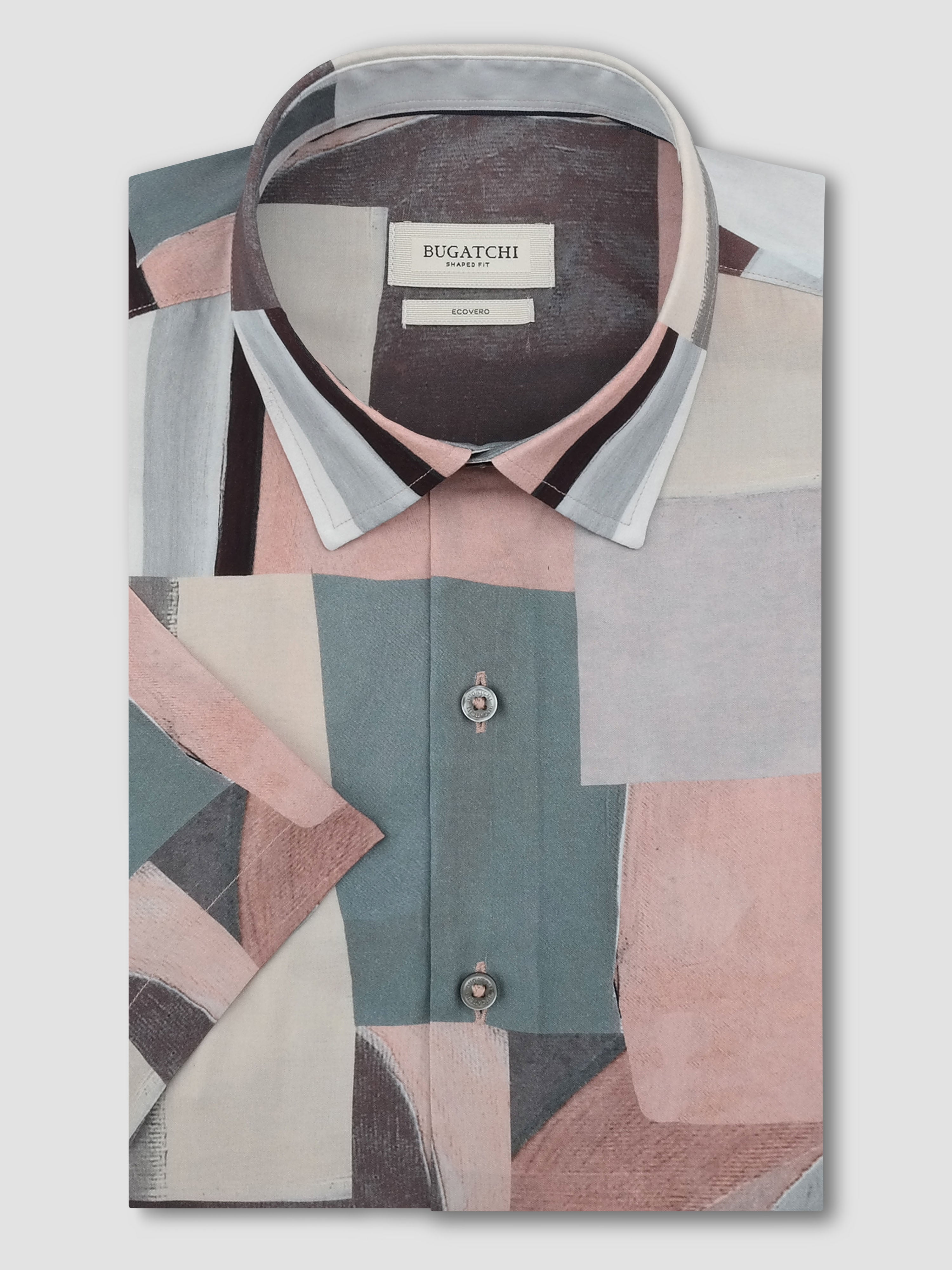 Bugatchi Orson Shaped S/S Shirt, Dusty Pink