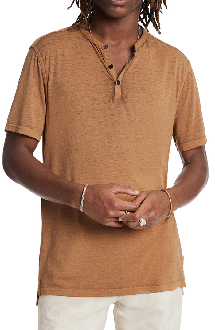 Duke Short Sleeve Henley | Pale Ochre